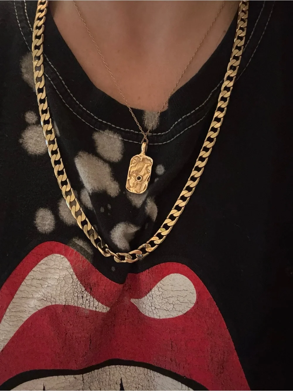 Men’s Gold Tone Cuban Curb Chain Necklace 14K Italy Stamp Not Real Gold